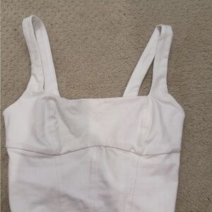 Garage White Square Neck Tank
